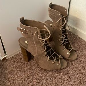 Lace up wood block heels